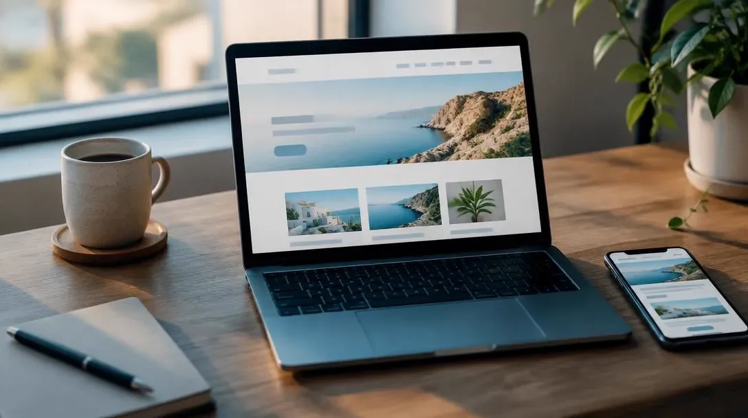 Laptop and phone showing a modern website